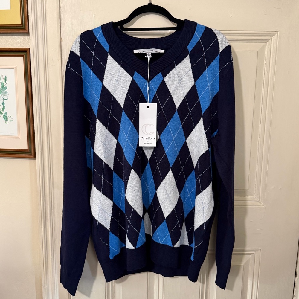Curations × Ty Mayberry Argyle Sweater – Men’s XL (NWT)